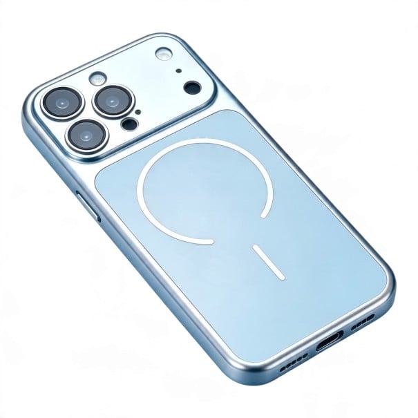 Magnetický kryt na iPhone 18 Pro kompatibilní s MagSafe Přesné zarovnání Matné nano sklo Bezdrátové nabíjení světle modrá