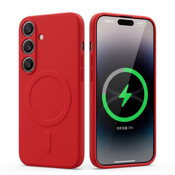 Magnetický kryt na mobil Samsung Galaxy S25 FE Pro magnetické nabíjení TPU pouzdro s magnetickým kroužkem Zadní obal na telefon na každý červená