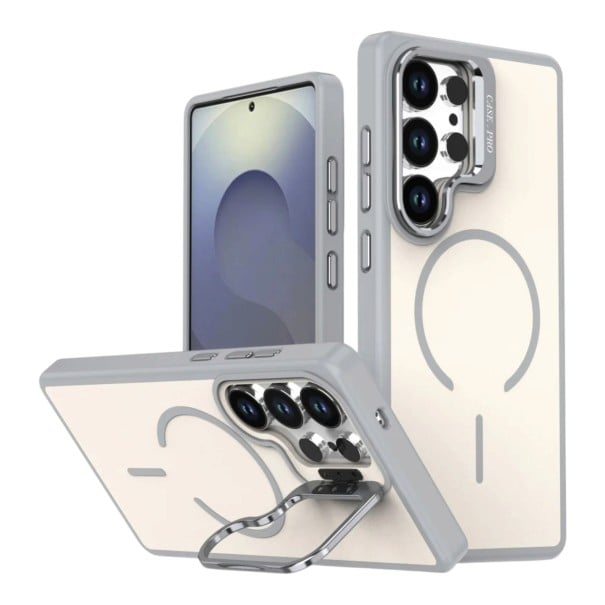 Magnetický kryt na Samsung Galaxy A07 4G Odolný Výklopný stojánek z rámečku fotoaparátu Podpora bezdrôtového nabíjania Obal na mobil sivá