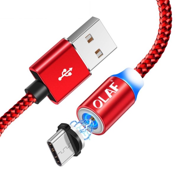 Magnetický nabíjací USB kábel K461 červená 1 m 2