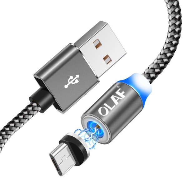 Magnetický nabíjecí USB kabel K461 šedá 1 m 3