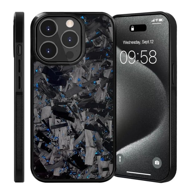 Magnetický ochranný kryt pro iPhone 17 Pravý kovaný uhlík TPU zadní kryt s magnety Odolný tenký karbonový obal modrá