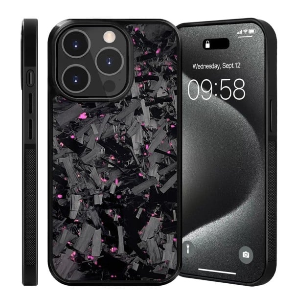Magnetický ochranný kryt pro iPhone 17 Pro Max Pravý kovaný uhlík TPU zadní kryt s magnety Tenký karbonový obal fialová
