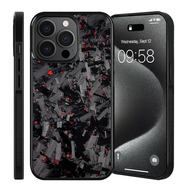 Magnetický ochranný kryt pro iPhone 17 Pro Pravý kovaný uhlík TPU zadní kryt s magnety Tenký karbonový obal červená