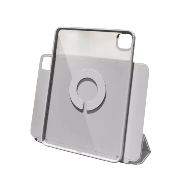 Magnetický odnímatelný kryt na tablet iPad Air 11 M2 i M3 se skládacím stojánkem z PU kůže a akrylu ochrana displeje i zadní strany šedá