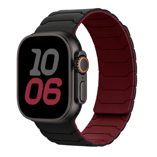 Magnetický silikonový řemínek pro Apple Watch Series 11 42 mm Nastavitelný pásek s magnetickým zapínáním měkký pohodlný řemínek pro každodenní nošení červená