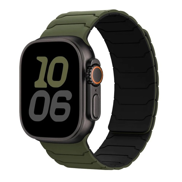 Magnetický silikonový řemínek pro Apple Watch Series 11 42 mm Nastavitelný pásek s magnetickým zapínáním měkký pohodlný řemínek pro každodenní nošení zelená