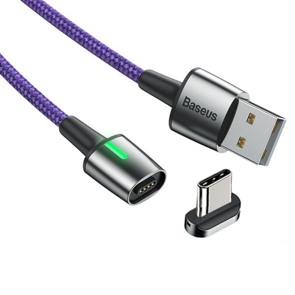 Magnetický USB dátový kábel fialová 3