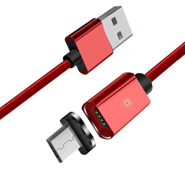Magnetický USB dátový kábel K442 červená 1 m 1