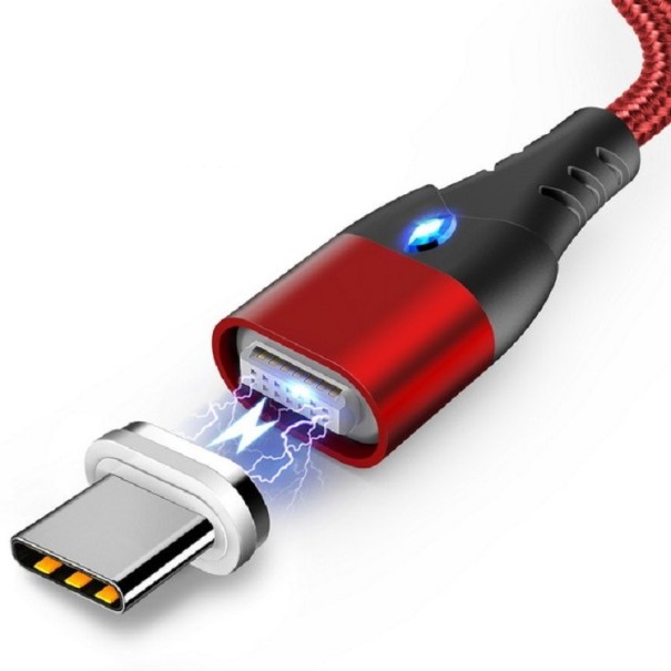 Magnetický USB kabel QC 3.0 červená 1 m 2