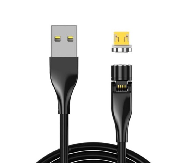Magnetický USB kábel s rotačným konektorom K660 čierna 1 m 1