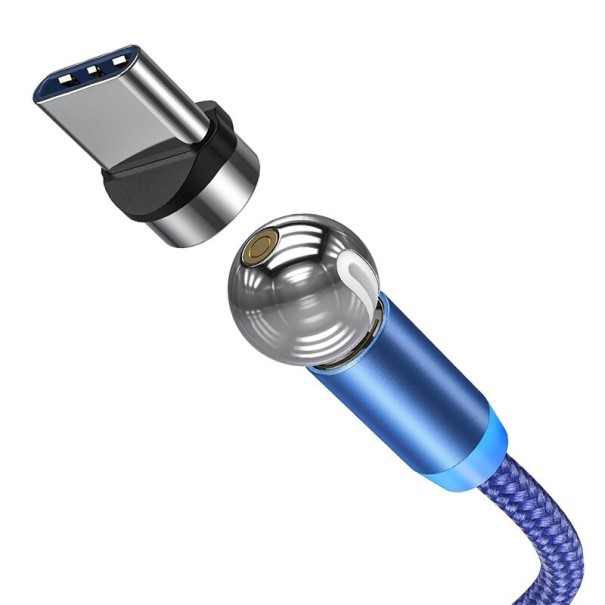 Magnetický USB kábel s rotačným konektorom modrá 2