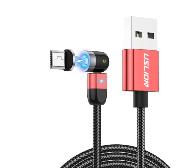Magnetický USB kábel sa nastaviteľným konektorom červená 2 m 1
