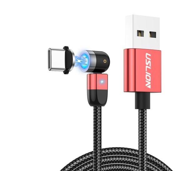 Magnetický USB kábel sa nastaviteľným konektorom červená 50 cm 2