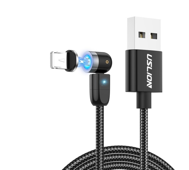 Magnetický USB kábel sa nastaviteľným konektorom čierna 50 cm 3
