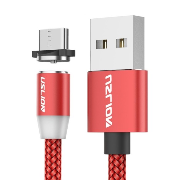 Magnetický USB nabíjací kábel K434 červená 1 m 2
