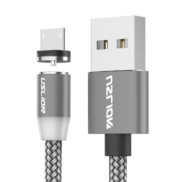 Magnetický USB nabíjací kábel K434 sivá 2 m 1