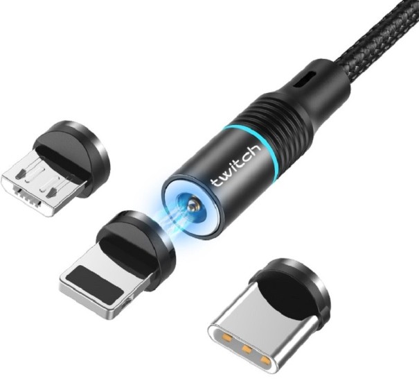 Magnetický USB nabíjací kábel K446 čierna 1 m