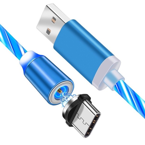 Magnetický USB nabíjací osvetlený kábel modrá 2 m 3