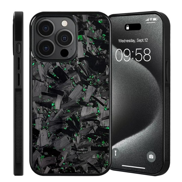 Magnetikus védőtok iPhone 17-hez Igazi kovácsolt szénszálas TPU hátlap mágnesekkel Tartós vékony karbon burkolat zöld