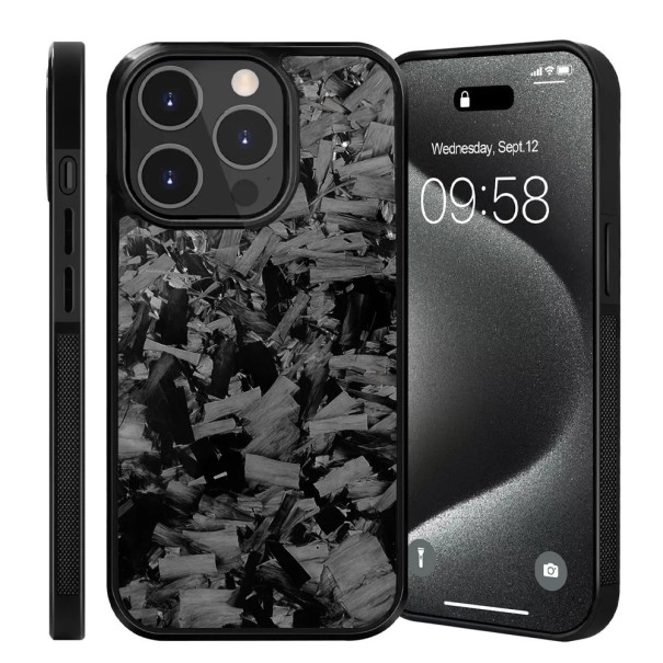 Magnetische beschermhoes voor iPhone 17 Pro Echte gesmede koolstof TPU achterkant met magneten Dunne carbon hoes zwart