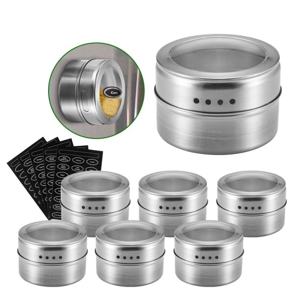 Magnetische kruidenpotjes met etiketten 6 stuks 1
