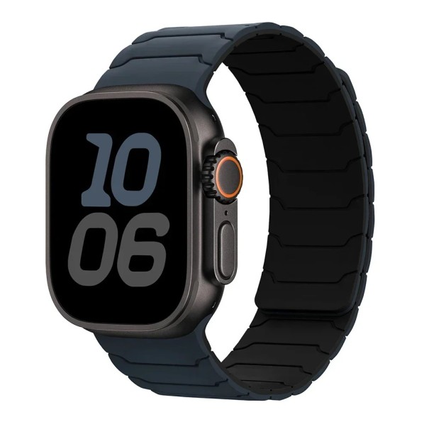 Magnetische siliconen band voor Apple Watch Series 11 46 mm Verstelbare zachte band met magnetische sluiting comfortabele band voor dagelijks gebruik donkerzwart