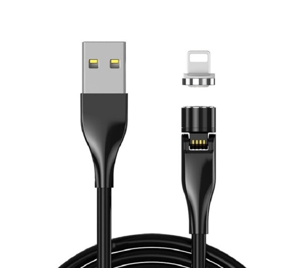 Magnetische USB-kabel met draaibare connector K660 zwart 1 m 3