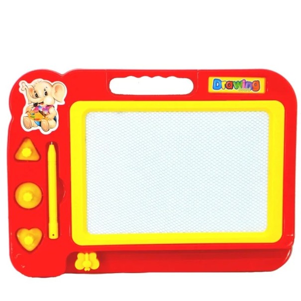 Magnetische Zeichentafel für Kinder 27 x 20 cm mit Bleistift und 3 Magneten Herz Kreis Dreieck Kreativspielzeug Zeichnen rot