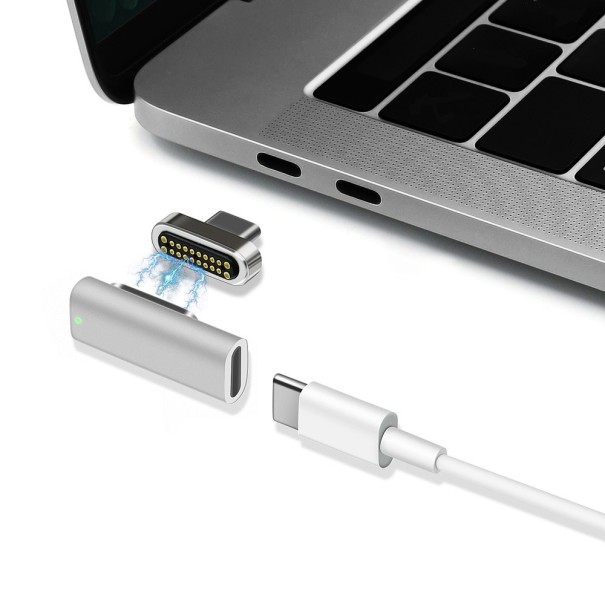 Magnetischer Adapter für USB-C-Ladekabel silbern