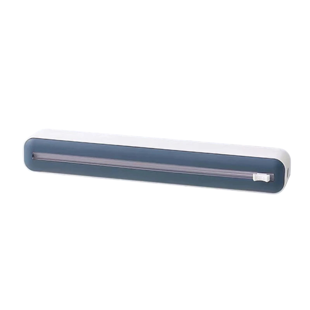 Magnetischer Lebensmittel-Folienspender Aufbewahrungsbox mit Schneider Kunststoff- und Aluminiumfolie Halter für Frischhaltefolie Küchenzubehör blau
