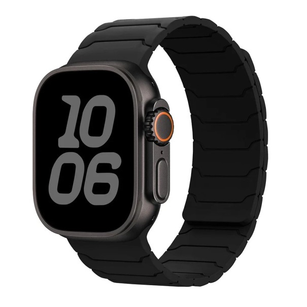 Magnetisches Silikonarmband für Apple Watch Series 11 42 mm Verstellbares Armband mit magnetischem Verschluss weiches bequemes Armband für den täglichen Gebrauch schwarz