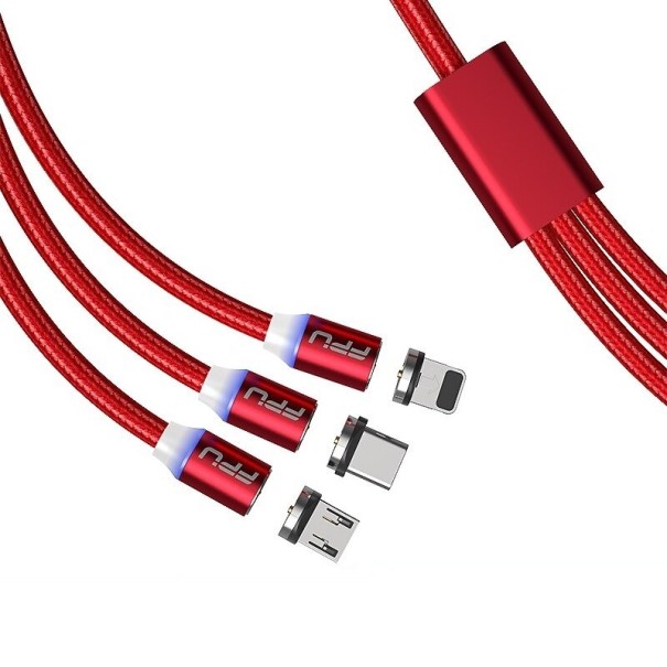 Magnetisches USB-Kabel 3 in 1 rot