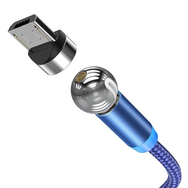 Magnetisches USB-Kabel mit Drehstecker blau 1