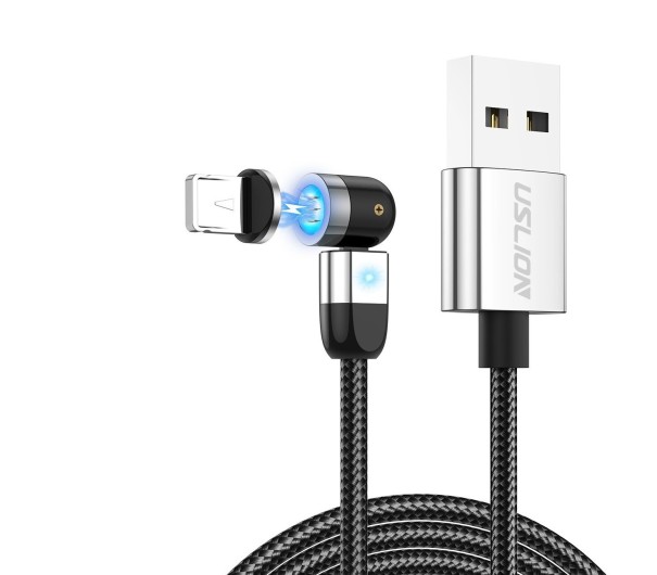 Magnetisches USB-Kabel mit verstellbarem Stecker silbern 1 m 3