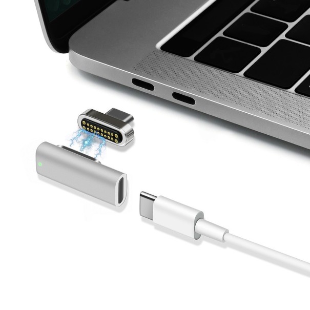 Magnetisk adapter för USB-C laddningskabel silver