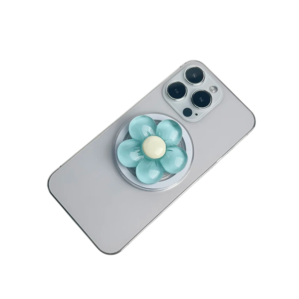 Magnetisk blommhållare för iPhone 5,8 x 5,8 cm Plaststativ med magnet Stilig dekorativ mobilhållare för bord och bil blå