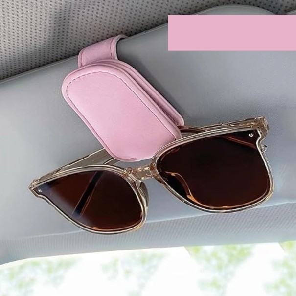 Magnetisk brilleholder til bil 10 x 4,5 cm med klips til solskærm beskyttelse mod ridser universel montering rosa