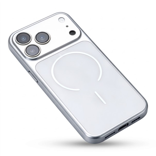 Magnetisk cover til iPhone 18 Pro kompatibel med MagSafe Præcist justering Mat nano glas Trådløs opladning sølv