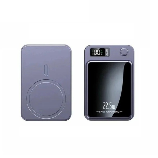 Magnetisk trådlös powerbank 100000 mAh 22W snabbladdare bärbart batteri med adapter för iPhone Samsung Huawei 96 x 65 x 15 mm lila