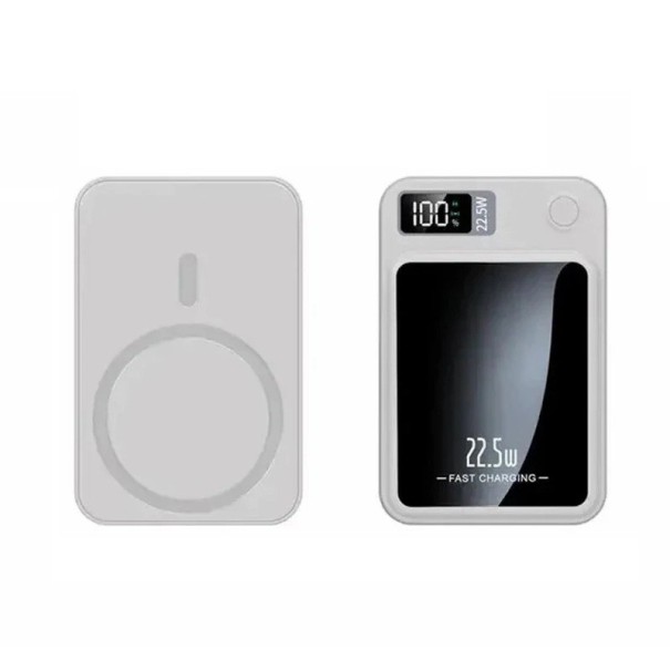 Magnetisk trådlös powerbank 50000 mAh 22W snabbladdare bärbart externt batteri med adapter för iPhone Huawei Samsung 96 x 65 x 15 mm vit