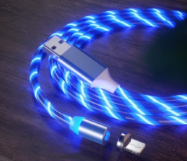 Magnetisk USB-kabel med LED-belysning blå 3