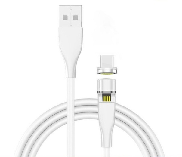 Magnetisk USB-kabel med roterande kontakt vit 2 m 3