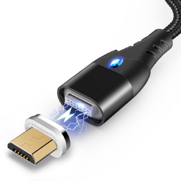 Magnetisk USB-kabel QC 3.0 sort 1 m 3