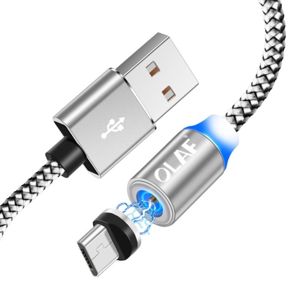 Magnetisk USB-opladerkabel K461 sølv 1 m 3