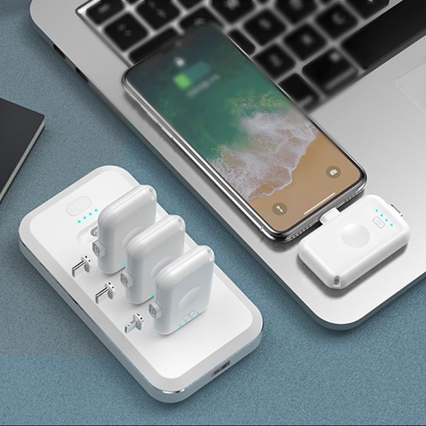 Magnetiske mini powerbanks 1200 mAh med dockingstation hvid