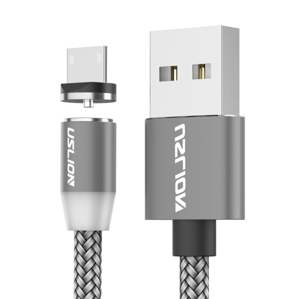 Magnetyczny kabel do ładowania USB K434 szary 1 m 1