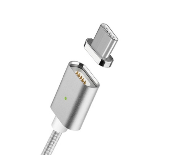 Magnetyczny kabel do transmisji danych USB K498 srebrny 1 m 2