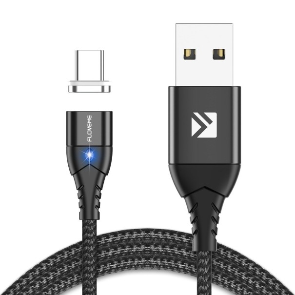 Magnetyczny kabel USB do transmisji danych K441 czarny 1 m 2