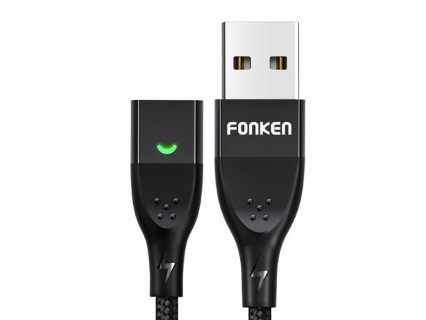 Magnetyczny kabel USB do transmisji danych K454 czarny 1 m